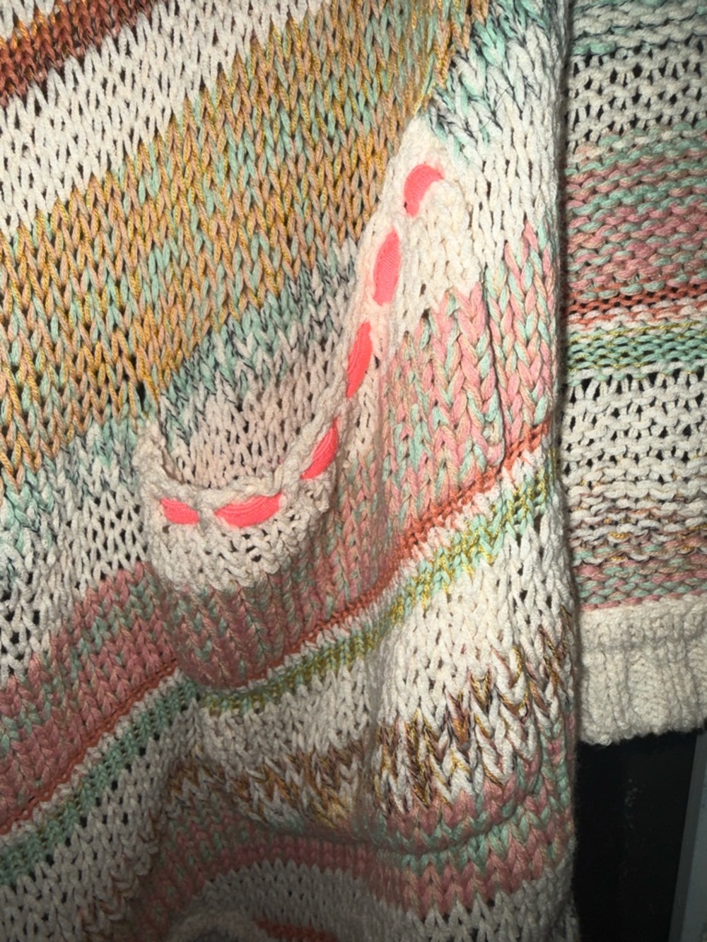 Philosophy Pastel Striped Open-Front Knit Cardigan - Pink, Green, Blue, Tan - Picture 4 of 8